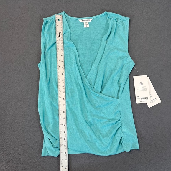 Athleta Breezy Wrap Tank Top Sz Small Blue Teal Athleisure Coastal Fem Modal NWT - Picture 6 of 9